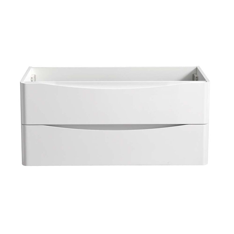 Glossy White 40" Wall Mount Single Sink Vanity Base with Soft Closing Drawers