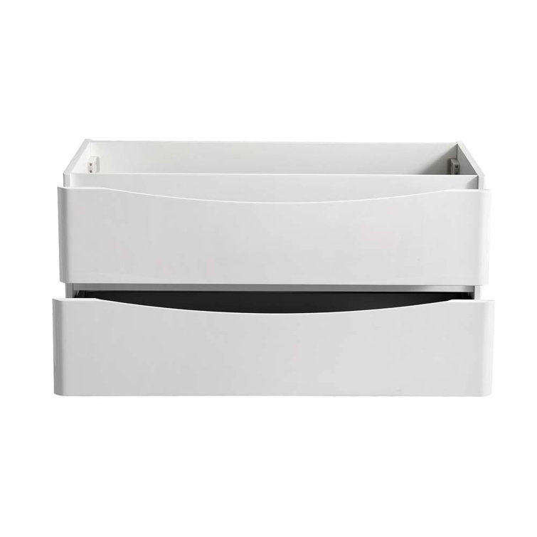 Glossy White 40" Wall Mount Single Sink Vanity Base with Soft Closing Drawers