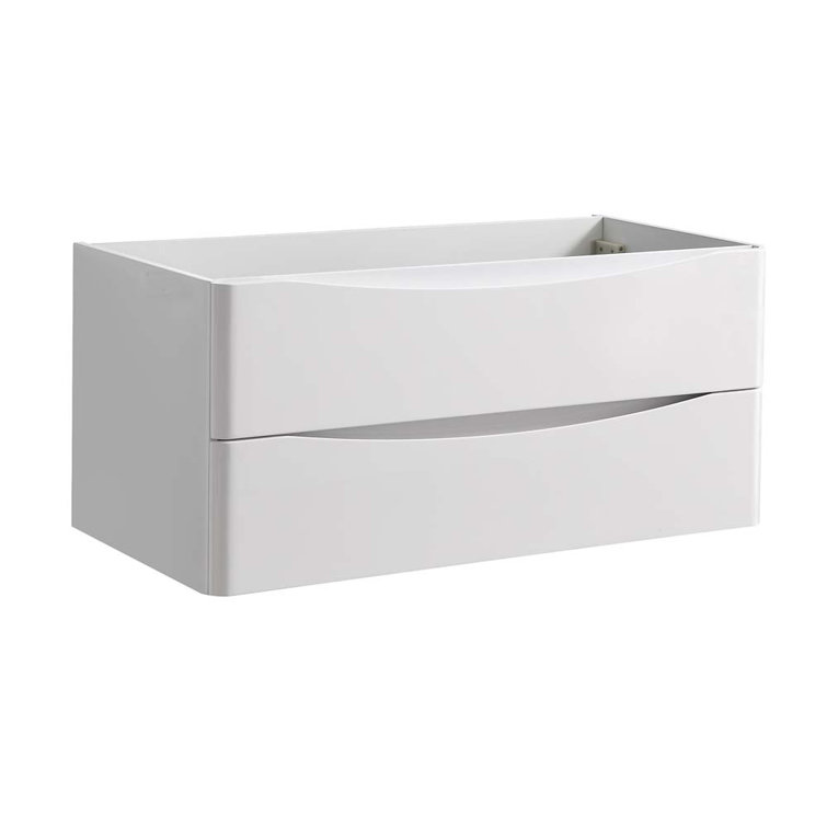 Glossy White 40" Wall Mount Single Sink Vanity Base with Soft Closing Drawers