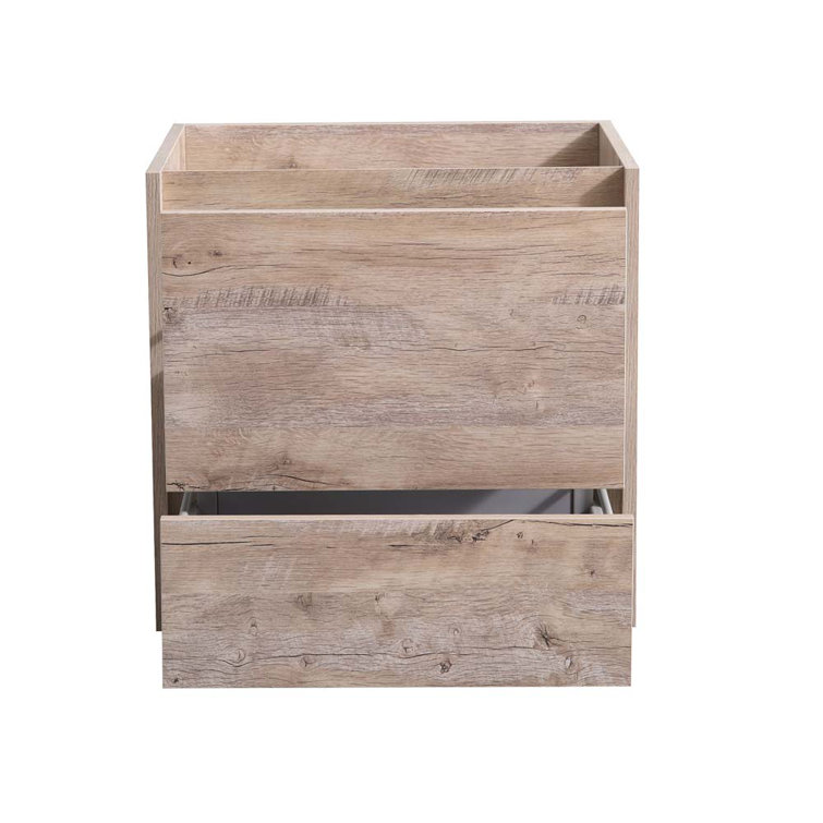 Transitional 24" Rustic Natural Wood Wall-Mounted Vanity Cabinet