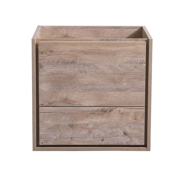 Transitional 24" Rustic Natural Wood Wall-Mounted Vanity Cabinet