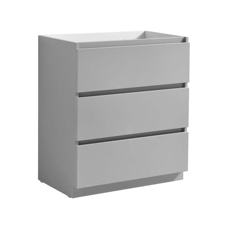 Gray 30" Solid Wood and MDF Freestanding Single Sink Vanity Base