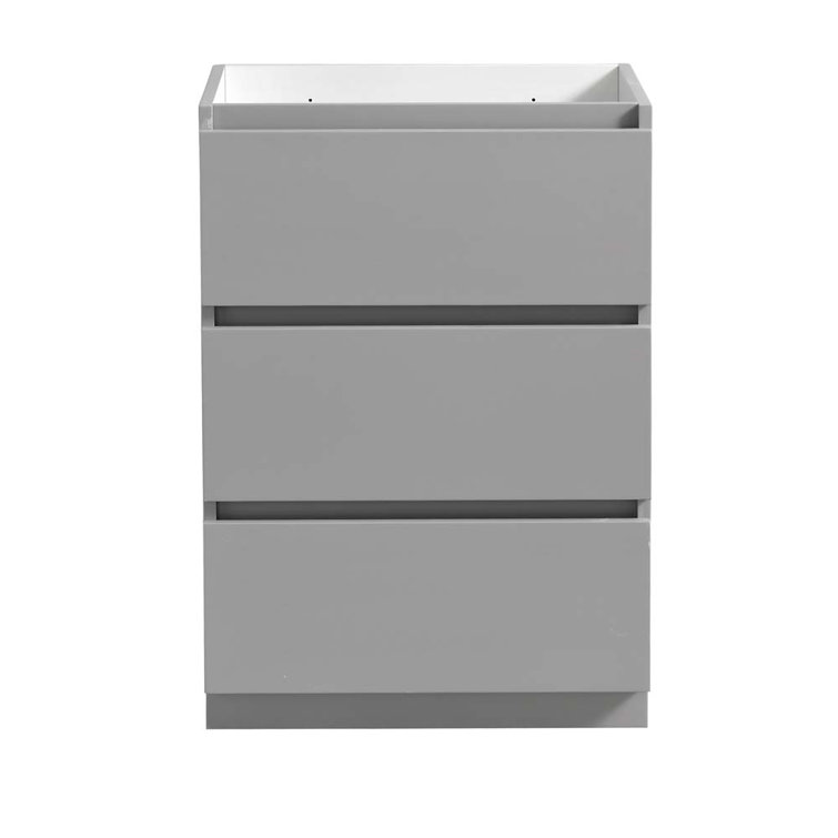 Gray 24" Solid Wood Freestanding Bathroom Vanity Cabinet