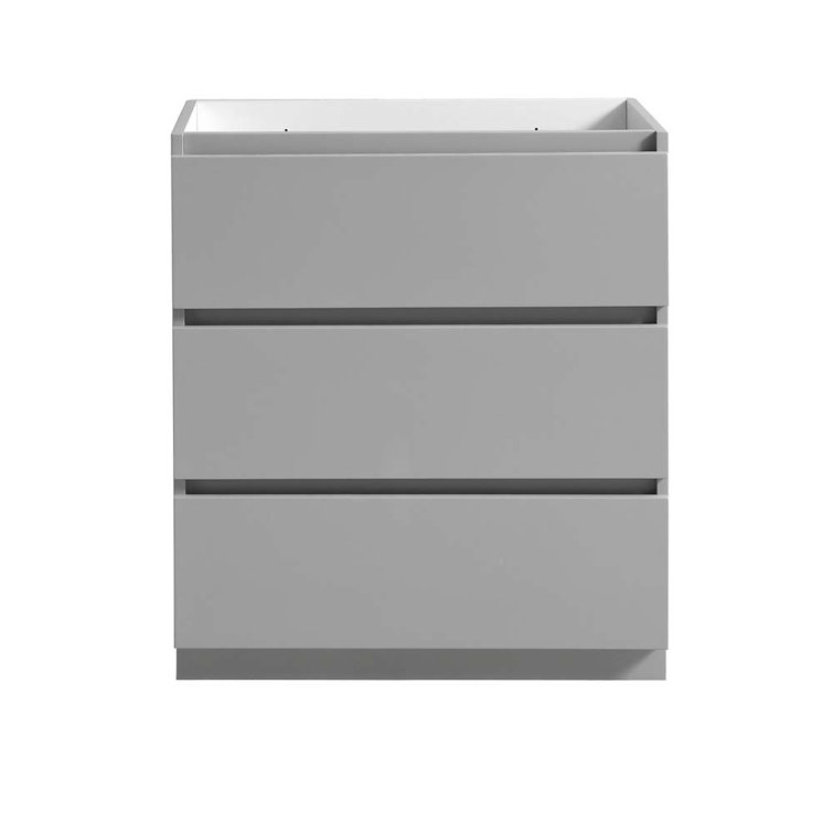 Gray 30" Solid Wood and MDF Freestanding Single Sink Vanity Base