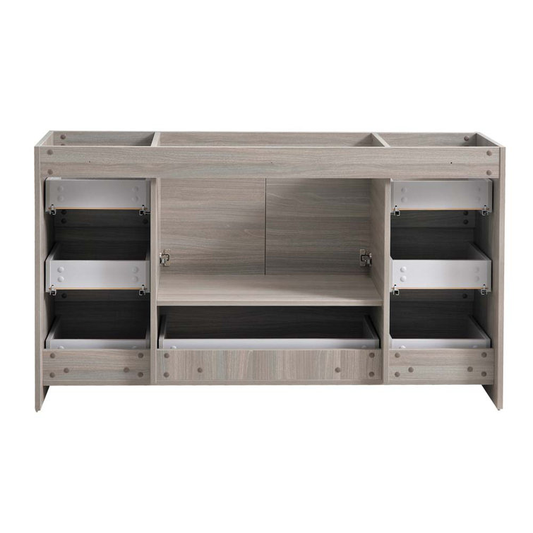 Lazzaro 60" Gray Solid Wood Freestanding Bathroom Vanity Cabinet