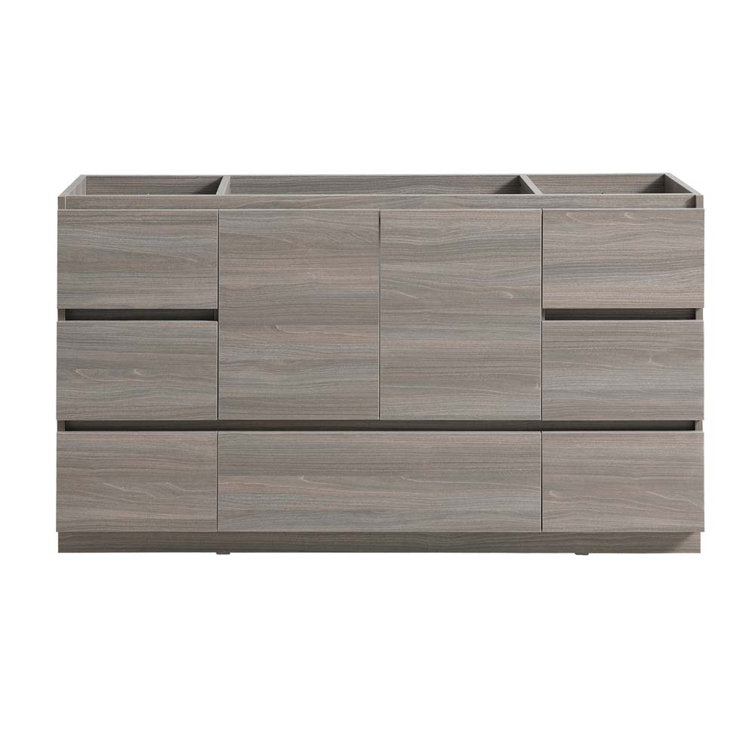 Lazzaro 60" Gray Solid Wood Freestanding Bathroom Vanity Cabinet
