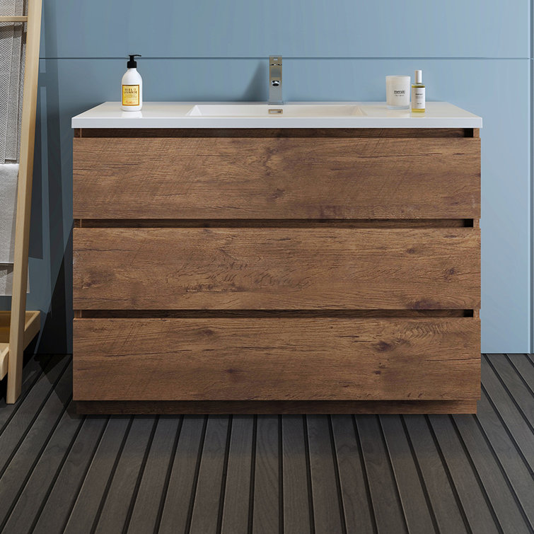 Rosewood 48" Freestanding Vanity with White Acrylic Top
