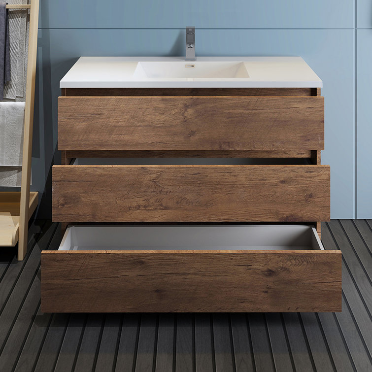 Rosewood 48" Freestanding Vanity with White Acrylic Top