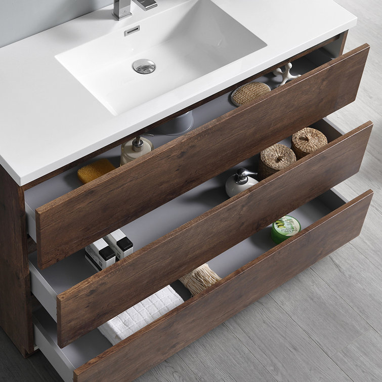 Rosewood 48" Freestanding Vanity with White Acrylic Top