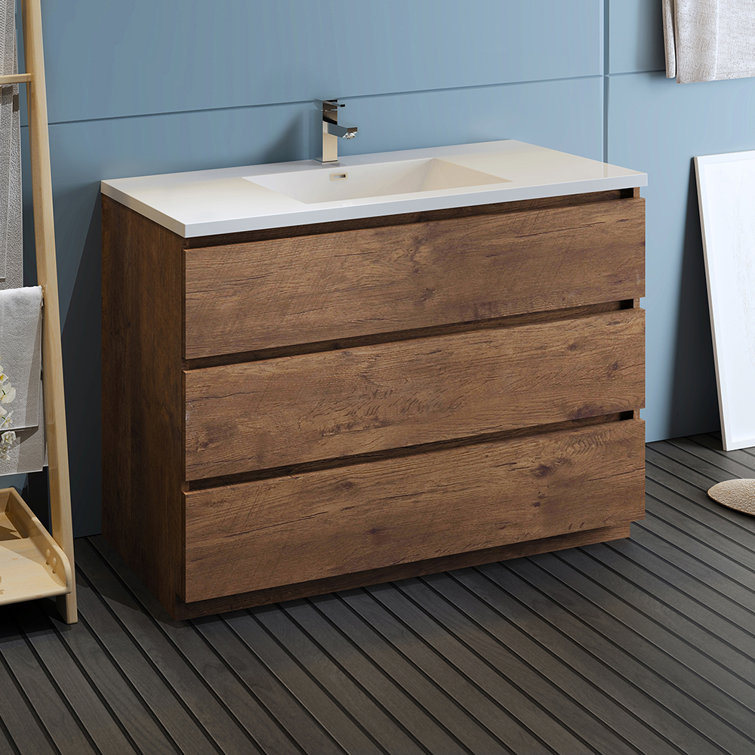 Rosewood 48" Freestanding Vanity with White Acrylic Top