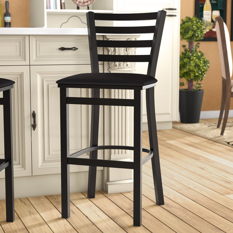 Jackie 25" Black Steel Counter Stool with Vinyl Seat