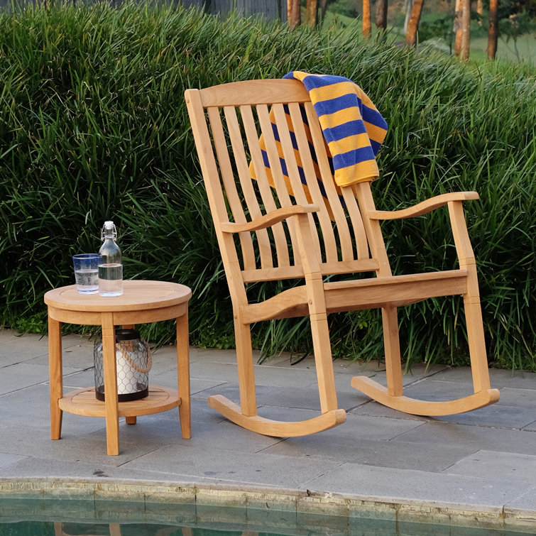 Natural Teak Outdoor Rocking Chair with Arms