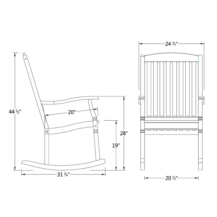 Natural Teak Outdoor Rocking Chair with Arms