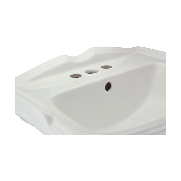 Gloss White Ceramic Wall-Mount Bathroom Sink with Overflow
