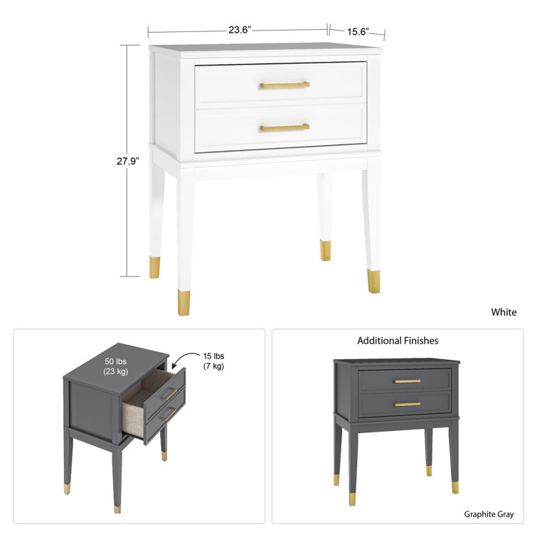 CosmoChic Westerleigh Gold-Accented End Table with Drawer
