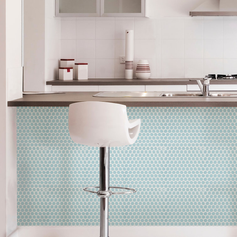 Light Blue Penny Tile Peel and Stick Backsplash Panels