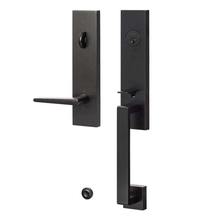 Flat Black Modern Dummy Entry Set with Lever and Rosette