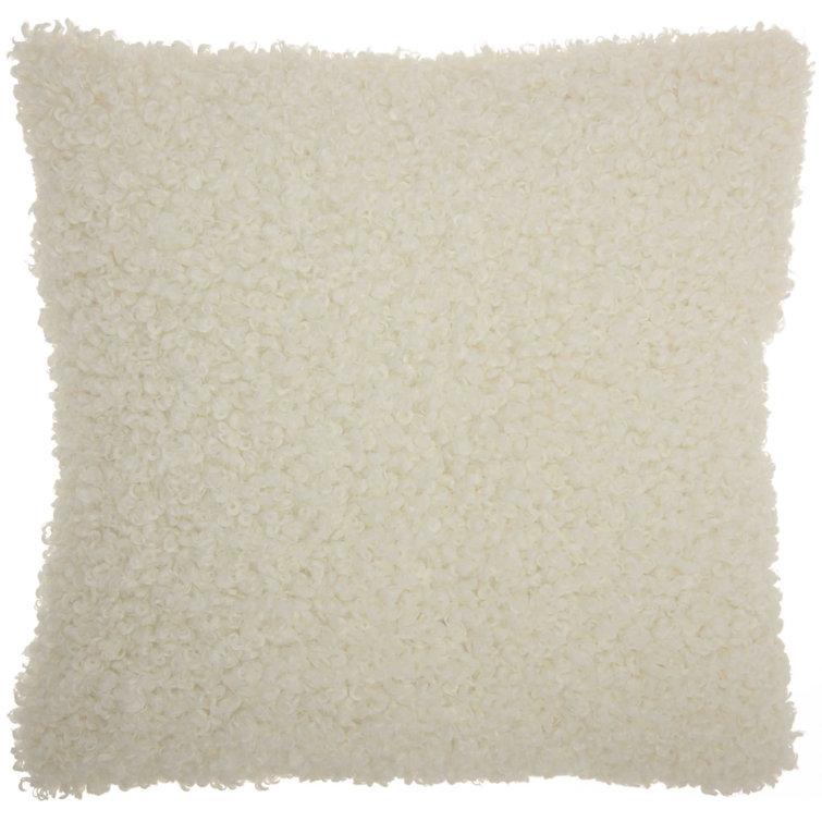 Ivory Faux Fur Square Throw Pillow 22" x 22"