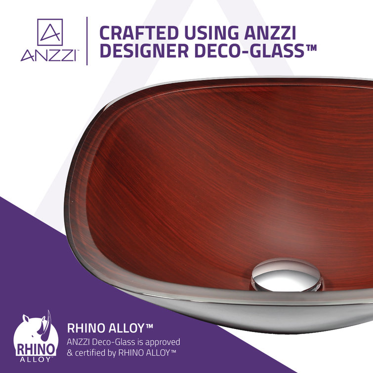Vonu 16.1'' Rich Timber Glass Square Vessel Sink