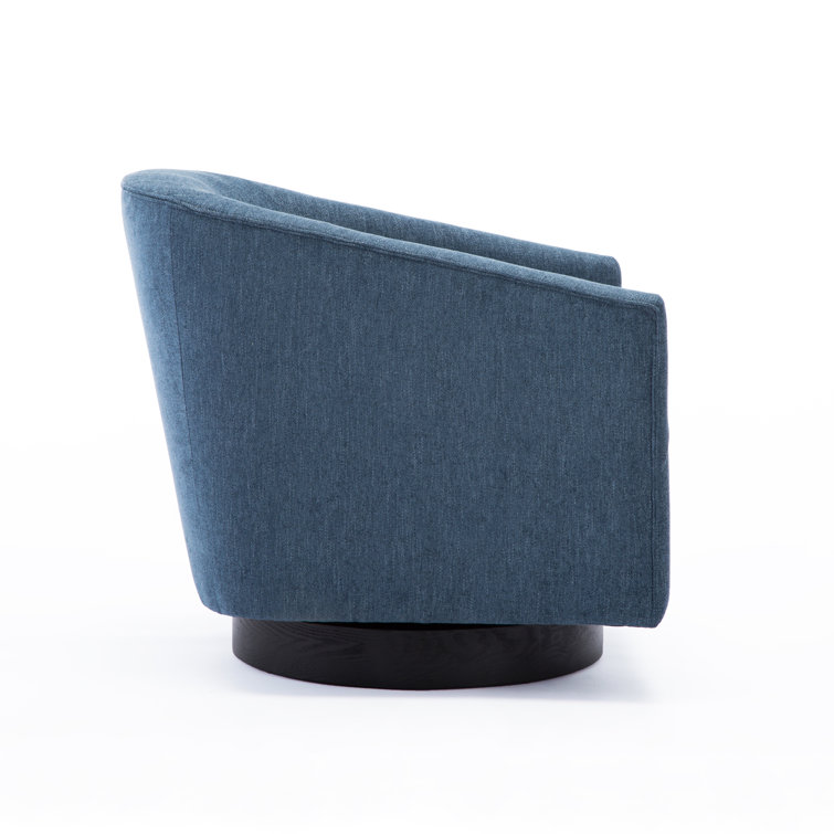 Cadet Blue Wood Swivel Barrel Comfort Chair