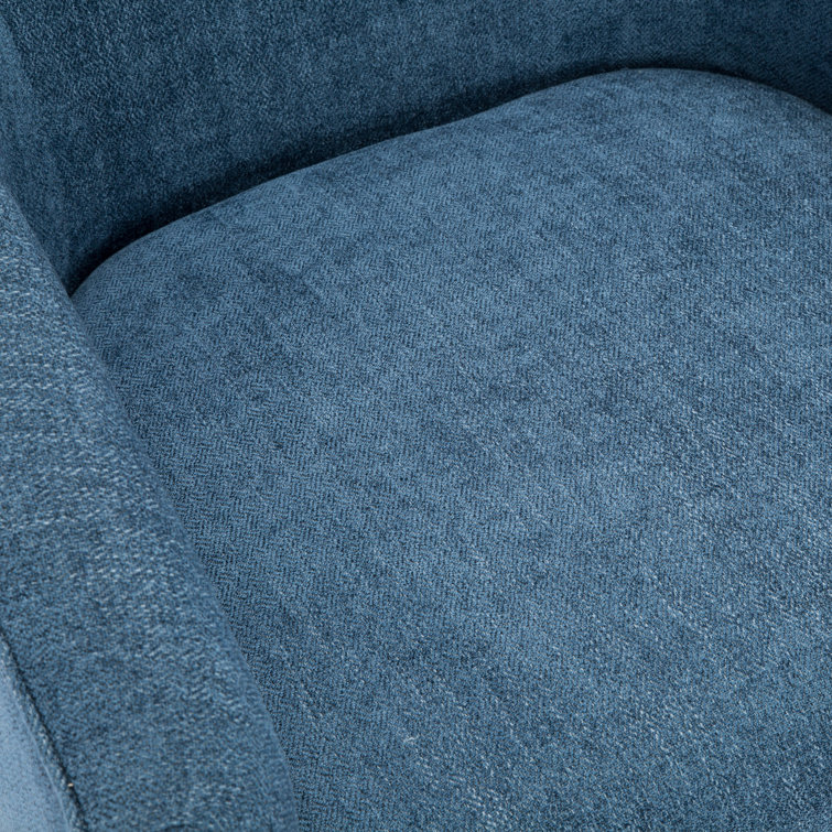 Cadet Blue Wood Swivel Barrel Comfort Chair