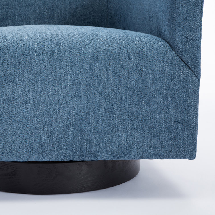 Cadet Blue Wood Swivel Barrel Comfort Chair
