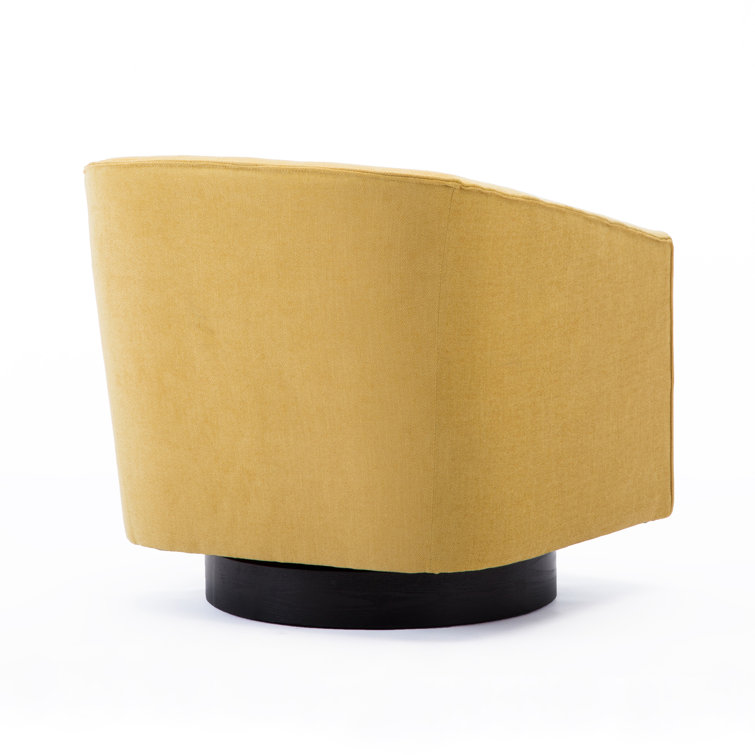 Goldenrod Wood Swivel Barrel Accent Chair with Black Base