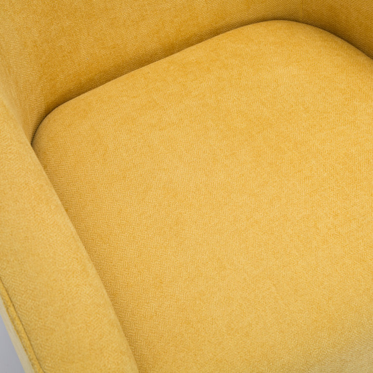 Goldenrod Wood Swivel Barrel Accent Chair with Black Base