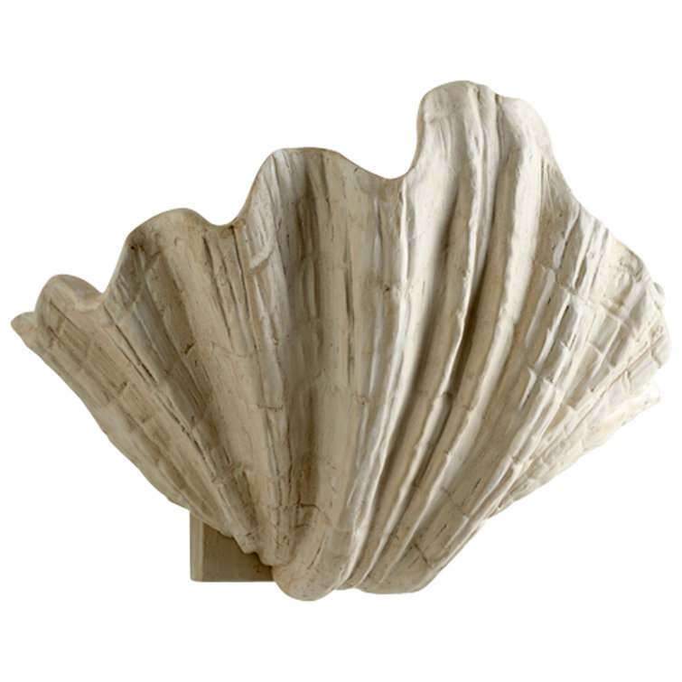 White Resin Clamshell Direct Wired Wall Sconce