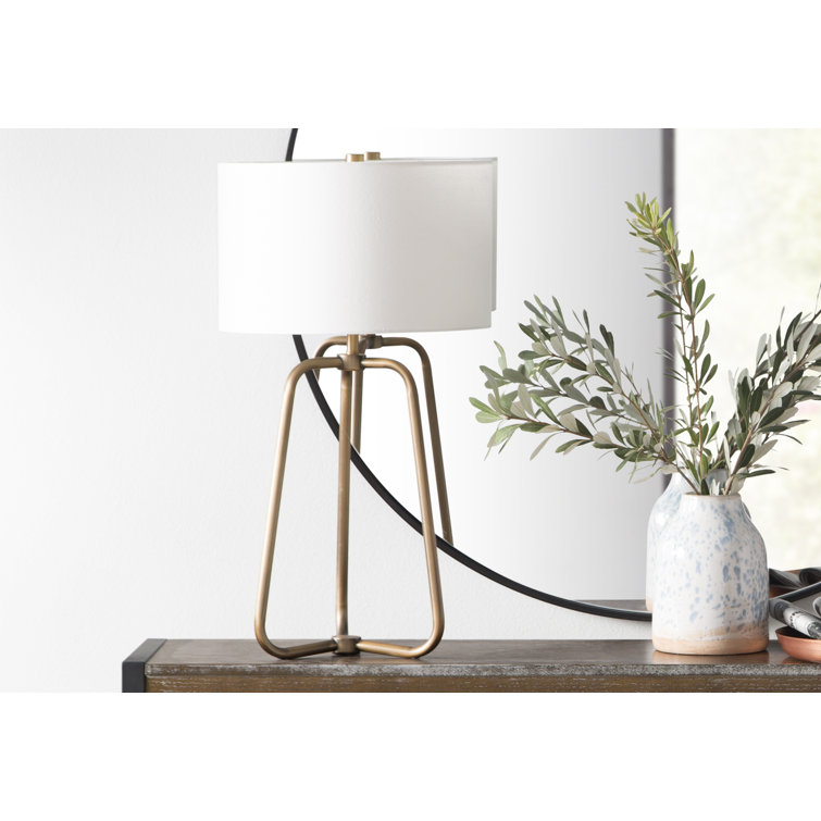 Marduk 25.5" White Linen Shade Tripod Table Lamp