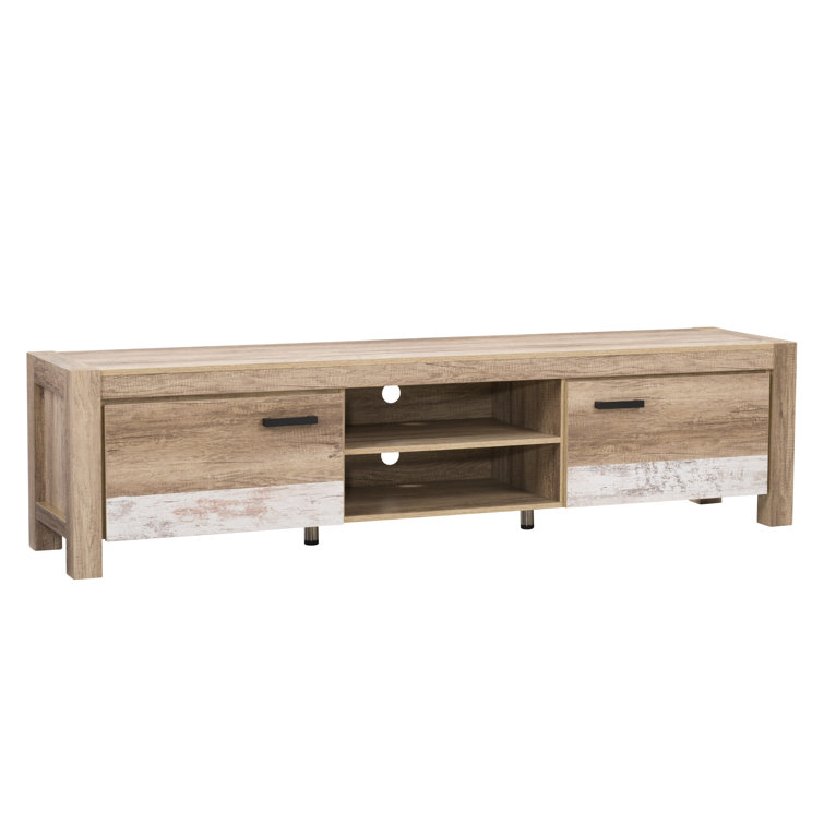 Joliet Chunky Style Warm Beige TV Bench with Duotone Cabinets