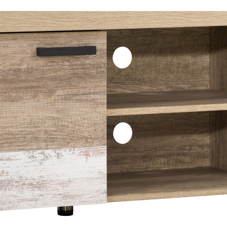 Joliet Chunky Style Warm Beige TV Bench with Duotone Cabinets