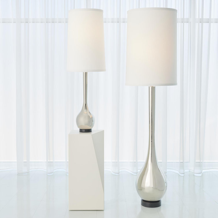 Nickel Finish 2-Light Floor Lamp with Black Granite Base