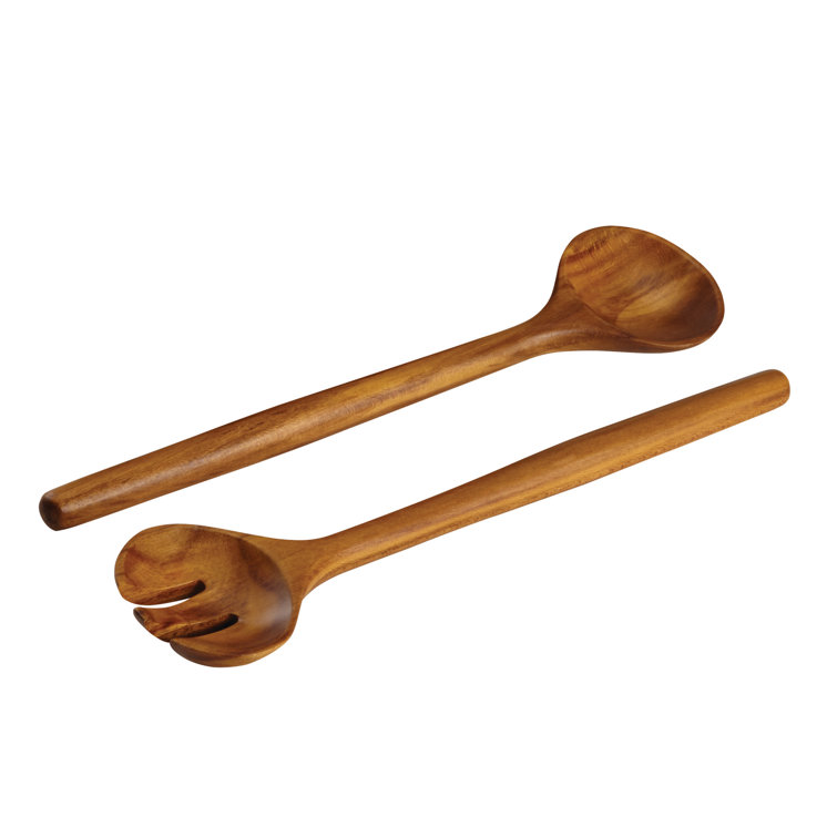 Teak Wood 3-Piece Salad Serving Set with Bowl