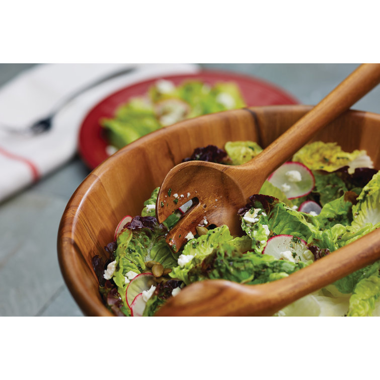 Teak Wood 3-Piece Salad Serving Set with Bowl
