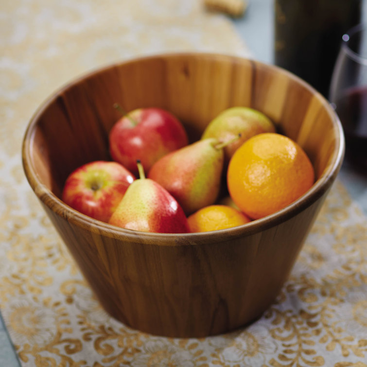 Teak Wood 3-Piece Salad Serving Set with Bowl
