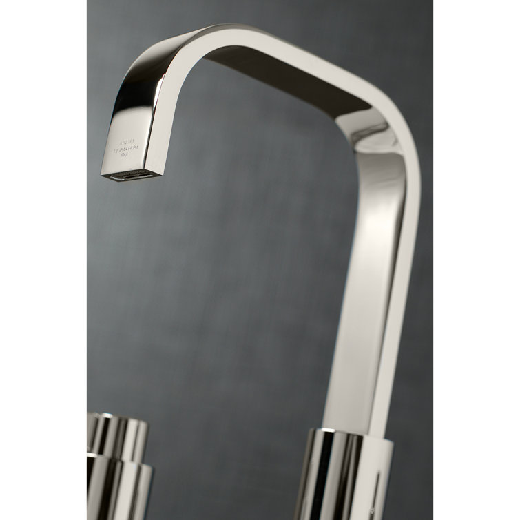 Polished Nickel Modern Widespread Bathroom Faucet with Drain Assembly