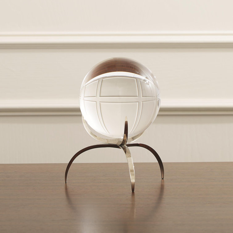 Clearlight Orb Crystal Figurine with Bronze Base