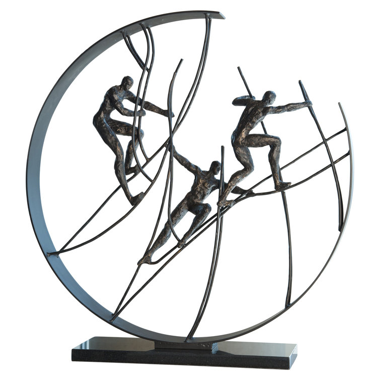 Contemporary Climb to the Top 34" Metal Statue with Granite Base