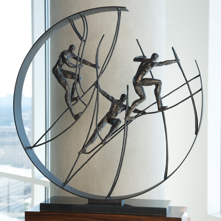Contemporary Climb to the Top 34" Metal Statue with Granite Base