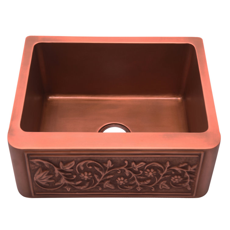 Cilantro 25'' Copper Farmhouse Single Bowl Kitchen Sink