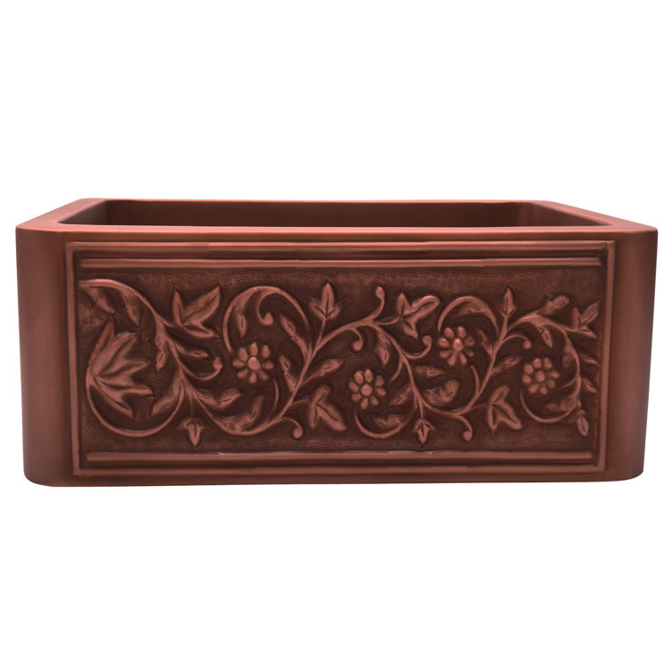 Cilantro 25'' Copper Farmhouse Single Bowl Kitchen Sink