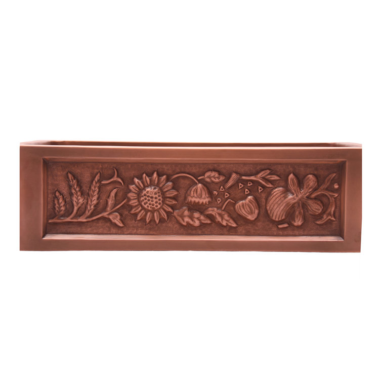 Sunflower Embossed Copper 30'' Farmhouse Single Bowl Sink