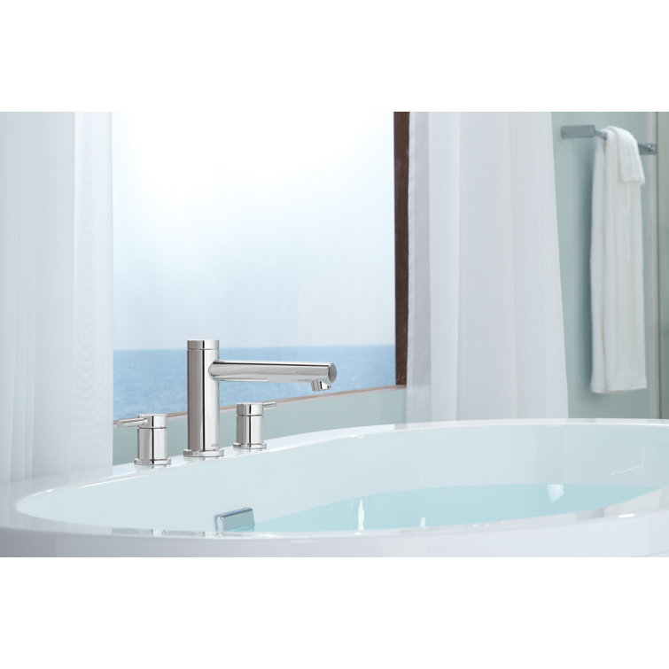 Contemporary Black Chrome 10" Deck Mounted Tub Faucet
