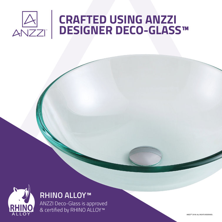Lustrous Clear Tempered Glass Round Above-Counter Bathroom Sink