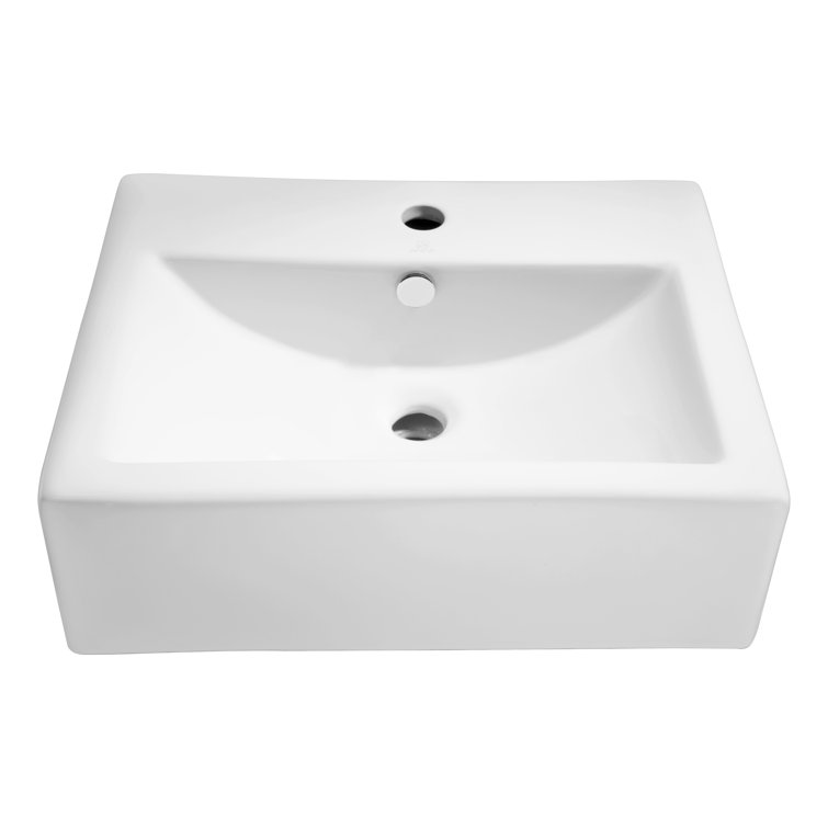 Vitruvius White Ceramic Rectangular Bathroom Sink with Overflow