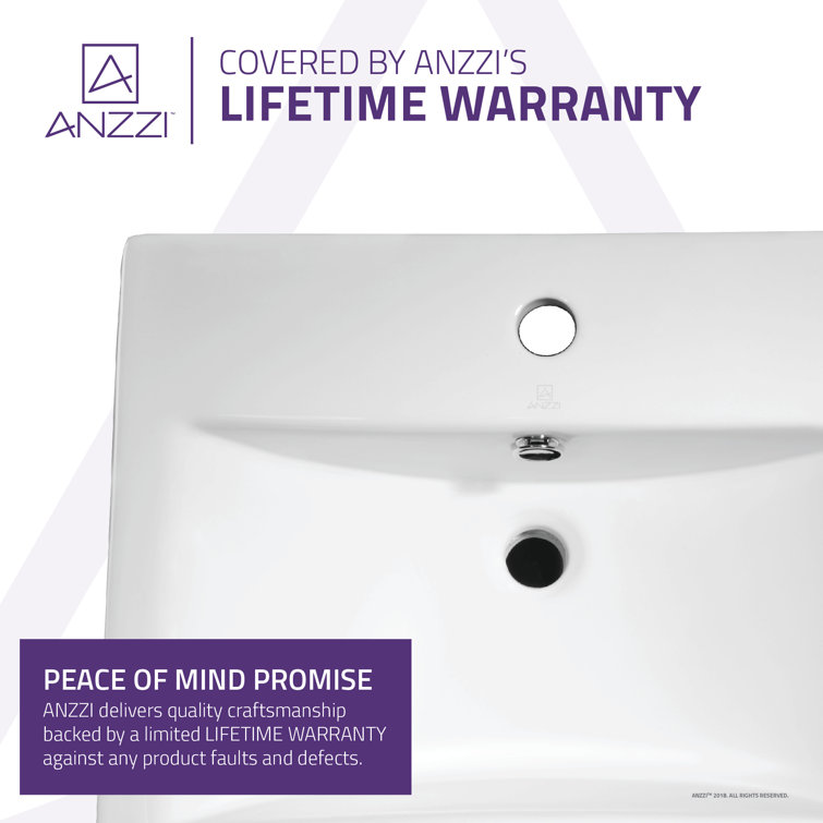 Vitruvius White Ceramic Rectangular Bathroom Sink with Overflow