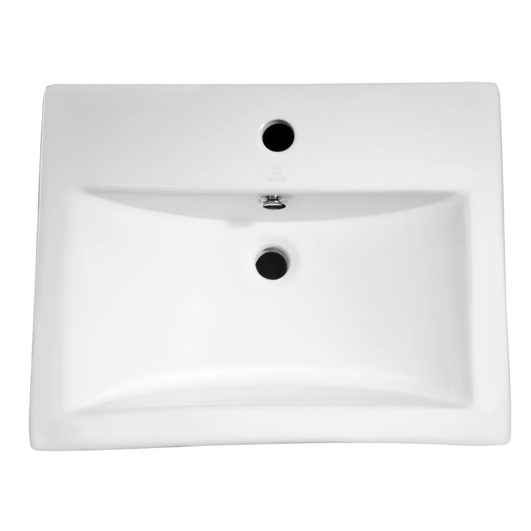 Vitruvius White Ceramic Rectangular Bathroom Sink with Overflow
