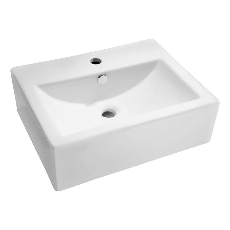 Vitruvius White Ceramic Rectangular Bathroom Sink with Overflow