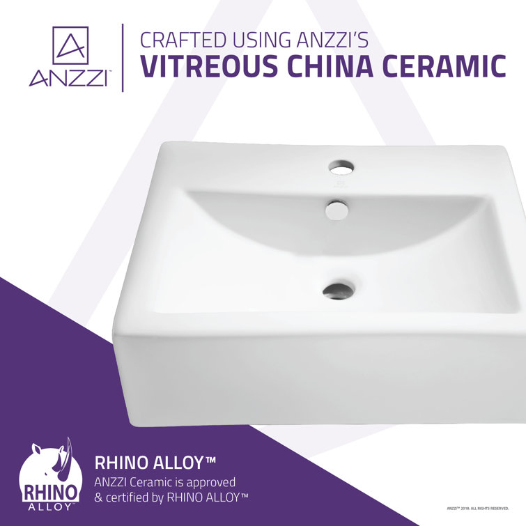 Vitruvius White Ceramic Rectangular Bathroom Sink with Overflow